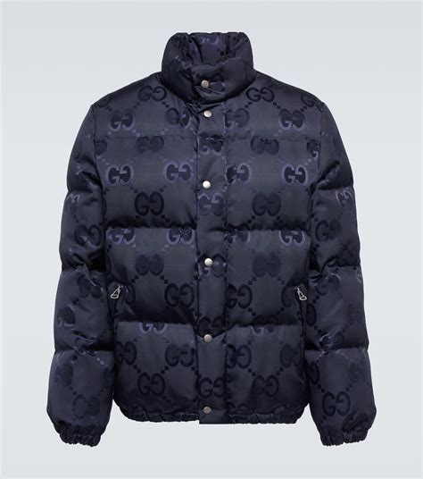 gucci navy blue puffer jacket|Gucci puffer jacket men's.